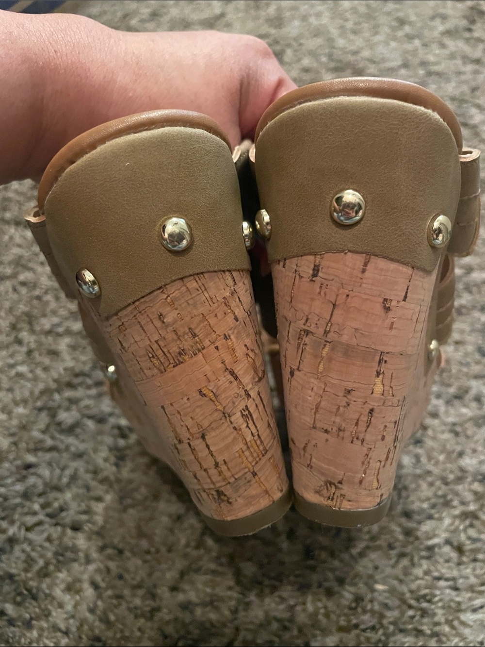 Tommy Hilfiger Tan Crisscross Wedge Slide Sandals - Picture 3 of 5